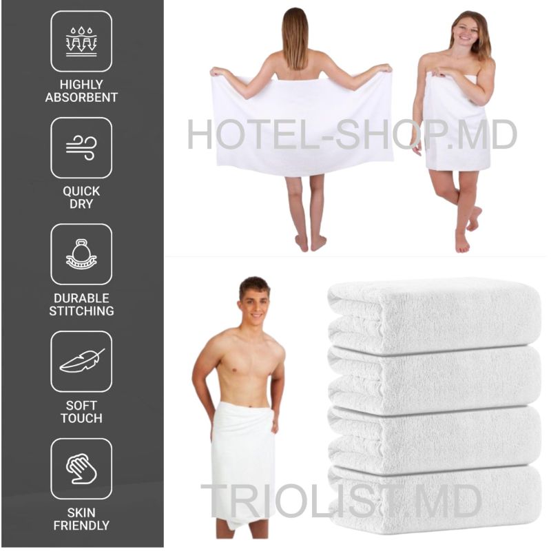 Prosop HOTEL 70x140, alb, 550g/mp, 100% bumbac